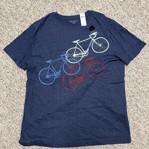 Banana Republic Navy Blue Tee with Bicycle Print